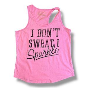 Chin Up Apparel Pink I DON’T SWEAT I SPARKLE Workout Tank Top Sz M